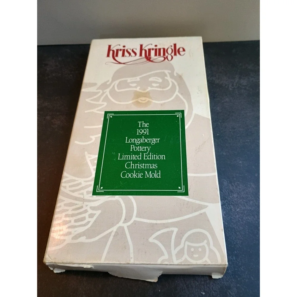 Vintage Longaberger Pottery Cookie Mold 1991 Kris Kringle Christmas Santa Cutter